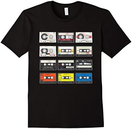 Mens Retro Audio Cassette Shirt 80s 90s Large Black