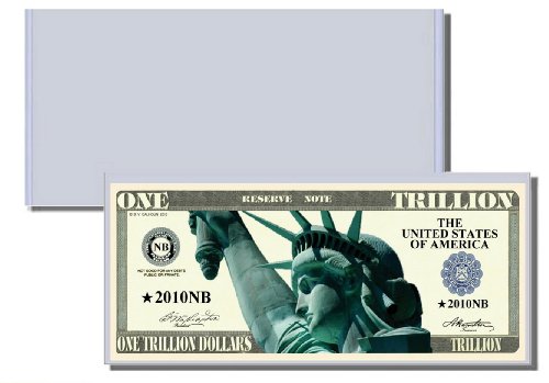Liberty Trillion Dollar Novelty Bill - 10 Count with Bonus Clear Protector & Christopher Columbus Bill