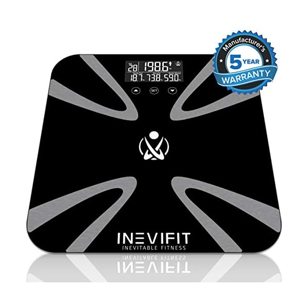 INEVIFIT Body Fat Scale, Highly Accurate Digital Bathroom Body Composition Analyzer, Measures Weight, Body Fat, Water, Muscle, BMI, Visceral Levels & Bone Mass for 10 Users. 5-Year Warranty