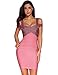 Meilun Women's Rayon Strap V-neck Off-Shoulder Fitted Bandage Bodycon Dress Pink Small
