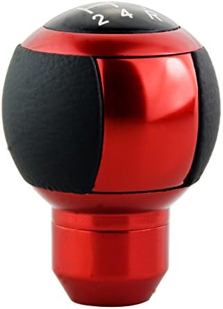VmonV 5 Speed Gear Stick Shifter, Manual Automatic Universal Car Shift Knob (Aluminum Mixed with Leather Cover) for Most Transmission Vehicles, Red