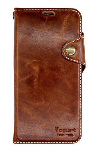 Yogurt for Samsung Galaxy S8 Plus (6.2 Inch) Genuine Leather Case Cover Handmade Wallet Dark Brown