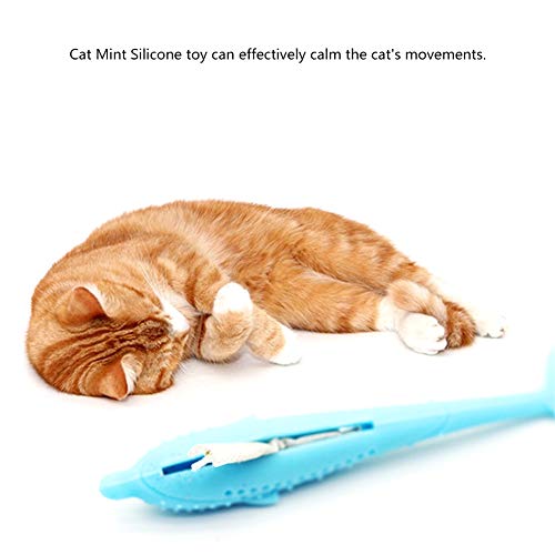 HLovebuy Catnip Toys Simulation Fish Shape, Fish Flop Cat Toy, Pet Cat Fish Shape Toothbrush with Catnip, Pet Eco-Friendly Silicone Molar Stick Teeth Cleaning Toy for Cats - Thumbnail 2