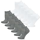 TeeHee Women's Fashion No Show Fun Socks 12 Pairs Packs (White-Grey) 9-11