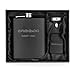 Engraved 7oz Matte Black Stainless Steel Hip Flask Funnel & Lighter Gift Box Custom Personalized