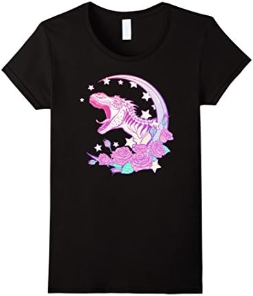 Women's Pastel Goth Trex TShirt - Vaporwave Aesthetic Large Black