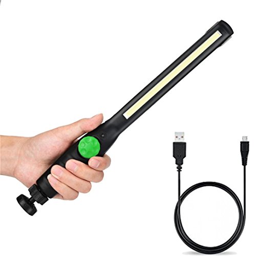 Cywulin Rechargeable Cordless COB LED Work Light, Slim Portable Work Lights with Magnetic Base Ultra Bright LED Flashlight for Car Repair Home Using Emergency (Green)