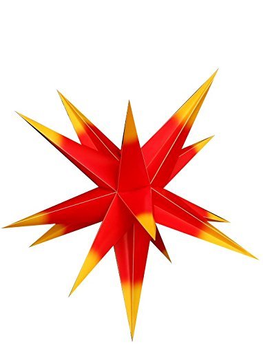 Außenstern 55-60cm wetterfest Rot mit gelben Spitzen für außen Adventsstern Weihnachtsstern Kunststoff - Stern inklusive Auße