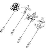 Rhungift 4pcs Flower Anchor Pegasus Plane Boutonniere Suit Lapel Stick Brooch Pin