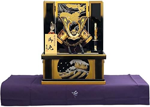 吉徳 五月人形 兜収納飾り 黒金 盛上げ龍蒔絵 間口48 奥行
