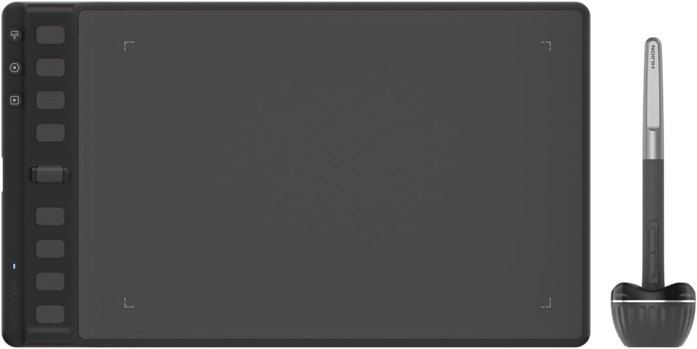 HUION Inspiroy 2 M Graphics Tablet, New Digital Pen PW110, 8 Customizable Shortcut Keys, Easy-to-Use Scroller, Ideal for drawing, studying and working from home(Black)