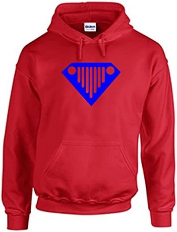 Super Jeep |Superman Jeep Fans | Blue Design | Mens Red Hoodies