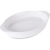 LEETOYI Porcelain 9x13 Large Oval Au Gratin Pans,Baking Dish for Servings, Bakeware with Double Handle for Kitchen and Home, 