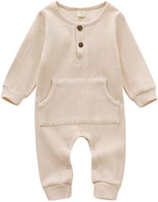 Baby Boys Girls Jumpsuit Unisex Toddler Long Sleeve with Pocket Autumn Winter Outfit