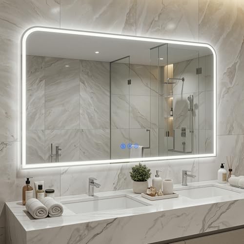 Antok LED Bathroom Mirror 60 x 36 Anti-Fog Dimmable