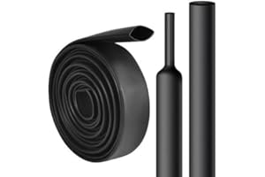 Heat Shrink Tubing 1-1/2" (40mm) - 4' Ft Long, Black - 2:1 Industrial Shrink Tube & Cable Sleeve for Electrical Wire Insulati