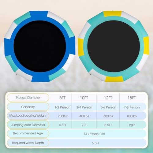 COOLWAVE Inflatable Water Trampoline 12FT Blue
