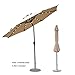C-Hopetree 9 Foot Solar Patio Market Umbrella for Outdoor, with 32 Solar Rechargable LED and Central LED Hub Light, Auto Tilt, 250gsm Canopy, Beige