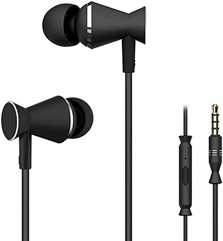 Wired In Ear Headphones Corded Earbuds Powerful Bass Earphones w/ HD Stereo Sound, Rugged Cord, Lightweight Sport Headset w/ Mic Volume Controls for Women Men, iPhone Android Cell Phones (Black)