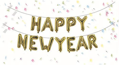 TRIXES Gold Happy New Year Foil Letter Balloon - Large Size- Festive Decoration for Seasonal Theme Parties - Image 4