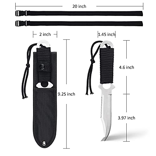 aiGear Dive Knife for Scuba Diving with Leg Strap Sheath Stainless