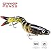 CampFENSE Fishing Lure Bait, 8-Segment, 3D Eyes, Extra-Large, Tackle 6# High Carbon Steel Anchor Hook 4 Color Options 5.23Inch / 0.67Oz (D)