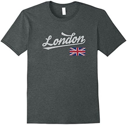 Mens London United Kingdom England City Distressed T-Shirt Large Dark Heather
