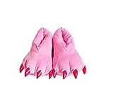 Soft Coral Fleece Animal Dinosaur Claw Slippers Plush Slippers (kid ( 2-5 years), Pink)