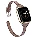 Wearlizer Thin Leather Compatible with Apple Watch Bands 38mm 40mm for iWatch Slim Strap Womens Mens Wristbands Leisure Narrow Bracelet (Metal Silver Buckle) SE Series 6 5 4 3 2 1-Deep Brown