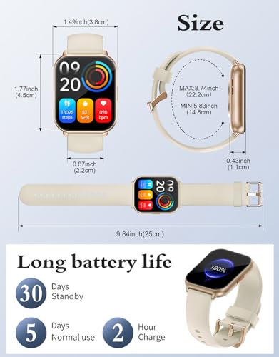 RUIMEN Smartwatch with Calls, Smart Watch Receive Call and Voice Assistant, Smartwatch Woman Man with Pedometer Blood Oxygen Waterproof IP68 100+ Sports Modes Activity Bracelet