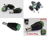 EVERTECH 100 Pcs DC JACK 2.1mm 5.5mm Male CCTV Power Plug Adapter Screw Terminal Strip