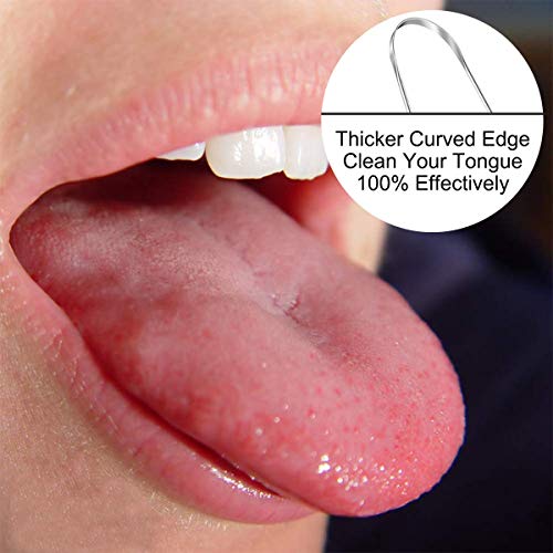 Tongue Scraper, Tongue Cleaner 2 Pack Surgical Stainless Steel Rustproof Tongue Scrapers Effective Reusable Lifetime Scraper for Plaque and Bacteria Removal, Fresh Breath - New