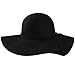 Fashion Vintage Black Lady Wide Brim Wool Felt Bowler Fedora Hat Floppy Cloche