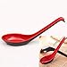 Basting Spoons 6 Pack, Soup Spoons Red and Black with Long Handle