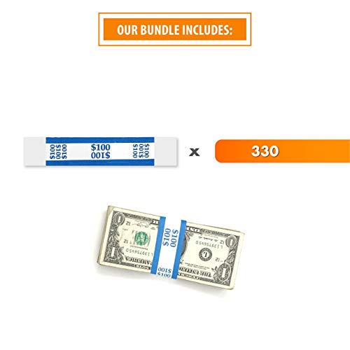 Money Bands Currency Sleeves Straps - Made in USA (Pack of 330 for $100) Self-Adhesive Money Wrappers for Bills Color Coded Wraps Meets ABA Standards, 7.5 x 1.25 inches - Counter Recyclable Kraft Pape - Thumbnail 2
