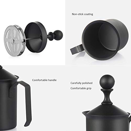 Elektrischer Schneebesen, Handpumpen-Milchaufschäumer, manuell betriebener Milchschaumhersteller aus rostfreiem Stahl… – Bild 8