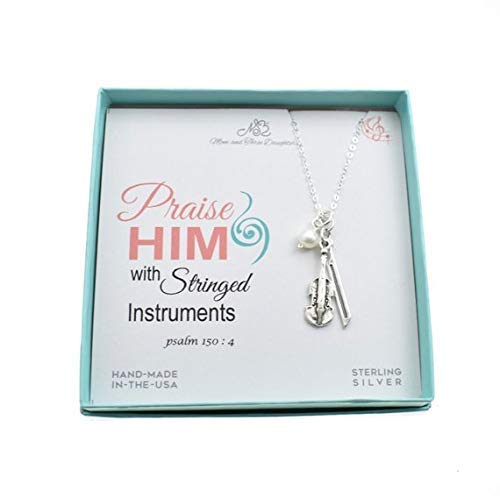 Violin Charm Pendant Necklace In Sterling Silver On An 18" Sterling Silver Cable Chain, Music Necklace, Music Gifts, Violin Necklace