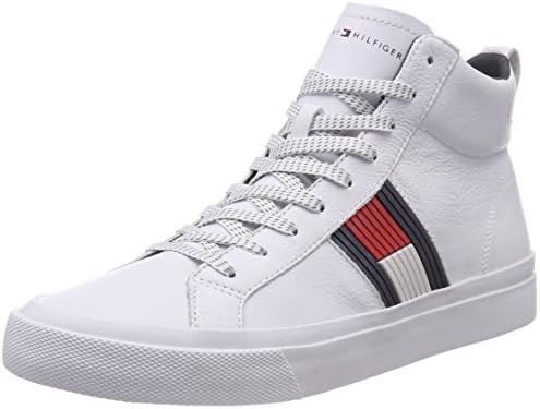 tommy hilfiger black & red flag detail sneaker trainers
