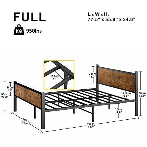 IRONCK Bed Frame, Full Size Platform Bed with Headboard and Footboard