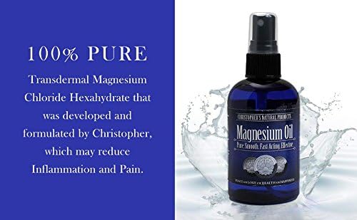 Christophers Best 100% Pure Magnesium Chloride HexaHydrate Oil Spray Transdermal 4 oz - No Zechstein - Food Pharmaceutical Grade