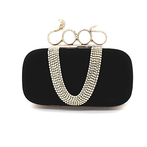 Kingluck Velvet Wedding/Special Occasion Clutches/Evening Handbags(More Colors) (black) - Thumbnail 5