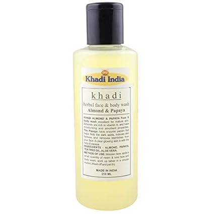 khadi india Face & body wash with Almond & Papaya 210 ml for germ free skin
