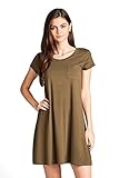 Emmalise Women's Casual Plain Simple Swing T-shirt Loose Dress - Junior Sizes