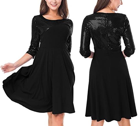 Robert Reyna Fashion Women Sequins Irregular Stitching Evening Dress Solid Color Large Swing Dress