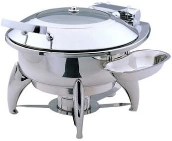 Smart Buffet Ware 1A15303B Smart Medium Round Chafing Dish with Glass Lid, Base and Spoon Holder