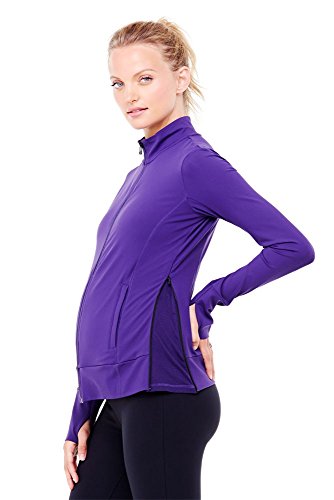 Ingrid & Isabel Women's Maternity Side Zip Active Jacket, Royal Purple, Large