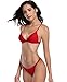 SHEKINI Women's Brazilian Bathing Suit Triangle Bikini Set Sexy V Neck Two Piece Swimsuits (Medium, Rose red)