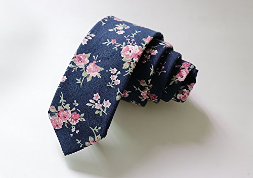 Floral Tie Men's Cotton Printed Flower Neck Tie Skinny Neckties (8502)
