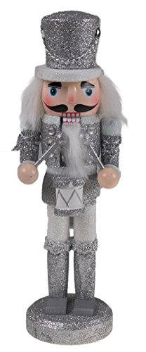 Clever Creations Traditional Drummer Nutcracker Collectible Wooden Christmas Nutcracker | Festive Holiday Decor | Silver Glitter Uniform | Holding Drum with Drum Sticks | 100% Wood | 9.5” Tall