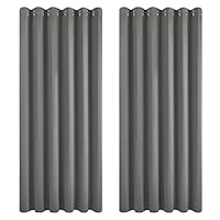 Deconovo Extra Wide Blackout Curtains 108 Inch Drop Super Soft Energy Saving Thermal Insulated Eyelet Long Curtains Bedroom W90 x L108 Inch Light Grey 2 Panels